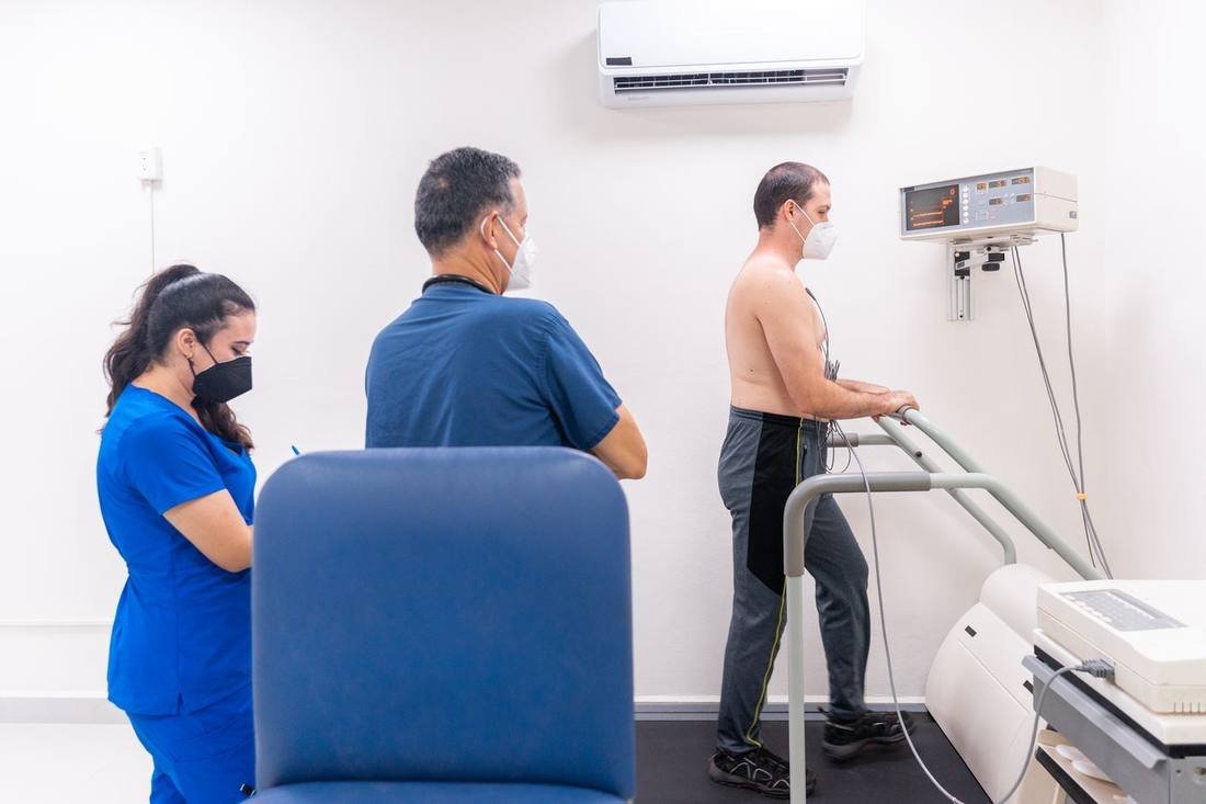 Cardiologist reviewing a patient's test results